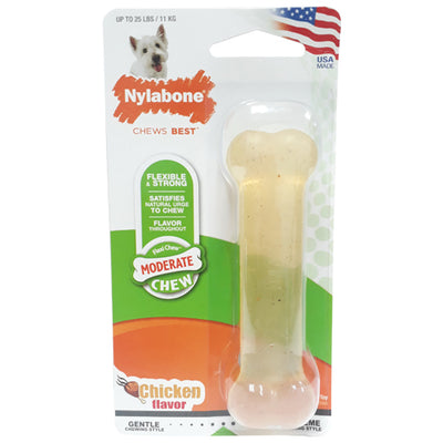 NYLABONE FLEXI CHEW MODERATE  BONE CHICKEN FLAVOR PEQUEÑO REGULAR  HASTA 25 LBS