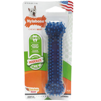 NYLABONE DENTAL  FLEX  CHEW MODERATE BONE TEXTURIXED CHICKEN FLAVOR HASTA 25 LBS