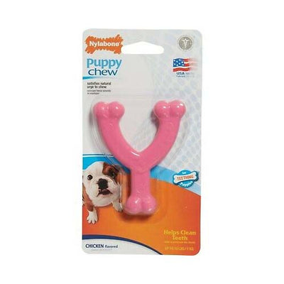 NYLABONE PUPPY CHEW CHIKEN FLAVOR PINK WISHBONE