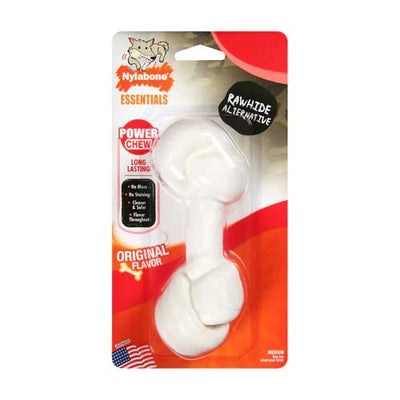 NYLABONE ESSENTIALS POWER CHEW RAWHIDE ALTERNATIVE KNOT MEDIUM ORIGINAL FLAVOR