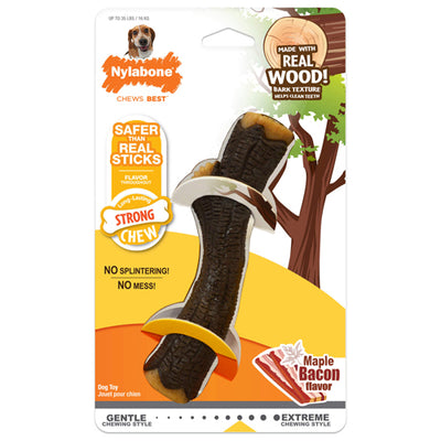 NYLABONE STRONG CHEW STICK REAL WOOD WITH MAPLE BACON