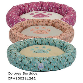 CENTRAL PET HOME CAMA REDONDA PARA PERROS DMC  CON HUELLITA  COLORES SURTIDOS