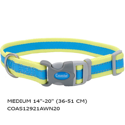COSTAL  PRO REFLECTIVE  COLLAR AJUSTABLE AZUL CON AMARILLO HEBILLA PLASTICA MEDIUM 14-20 (36-51 CM)