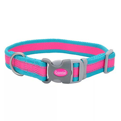 Coastal Collar Reflective Rosado Con Turquesa Med 14-20
