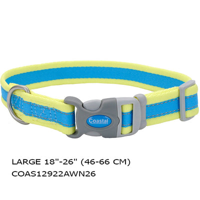 COSTAL  PRO REFLECTIVE  COLLAR AJUSTABLE AZUL CON AMARILLO HEBILLA PLASTICA LARGE 18-26 (46-66 CM)