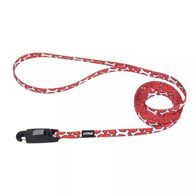 Coastal Leash Print Snap Red White Bones 6  6226Rwb06