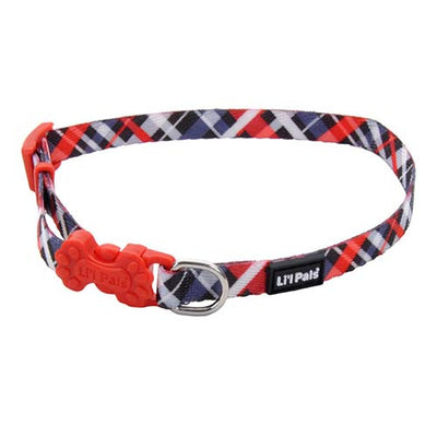 Coastal 5/16 Adj Collar Rojo Gris Y Plateado Cuadros 06622 Ryp12