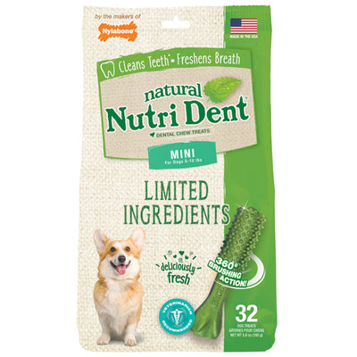 NYLABONE NUTRI DENT FRESH BREATH MINI FOR DOG 5-10 LBS PACK DE 32 UNIDADES