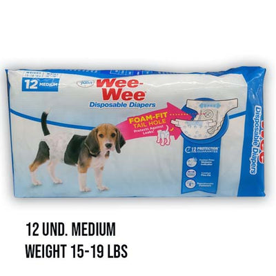 FOUR PAWS WEE WEE DISPOSABLE DIAPERS MEDIUM 12 UND