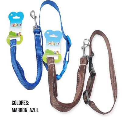 ORIENT PET DOUBLE STICH REFLETIVE NYLON LEASH + COLLAR LC-20MM*48+18