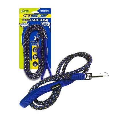 PET SPORT TRIPLE SAFE 4 SAFETY LEASH - BLUE