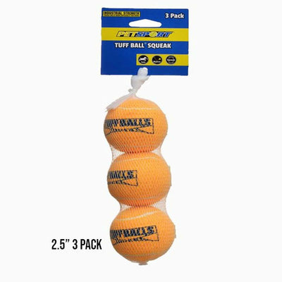 PET SPORT TUFF BALL SQUEAK 2.5 3PK MESH