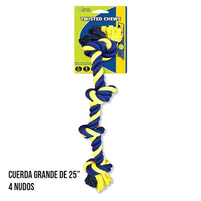 PET SPORT TWISTED CHEWS LARGE FOUR  KNOT COTTON  ROPE 25â