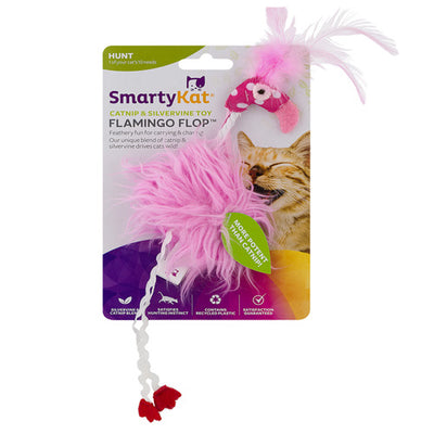 GODOG SMARTYKAT FLAMINGO FLOP CATNIP & SILVERVINE FEATHERY HUNTING TOY FOR CAT